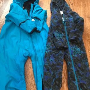 Columbia snow suit. Removable fleece liner